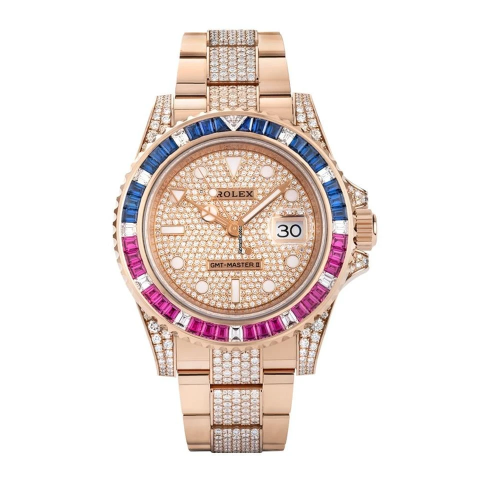Rolex GMT-Master II 126755SARU Rose Gold Sapphire and Ruby Diamond Pave - Image 7