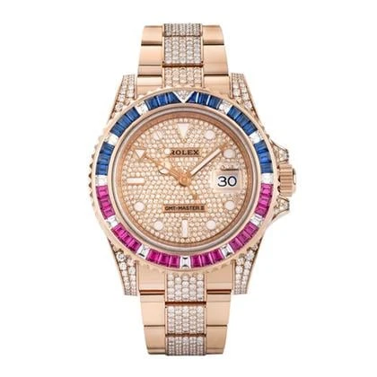 Rolex GMT-Master II 126755SARU Rose Gold Sapphire and Ruby Diamond Pave - Image 6