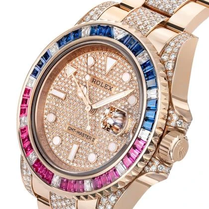 Rolex GMT-Master II 126755SARU Rose Gold Sapphire and Ruby Diamond Pave - Image 5