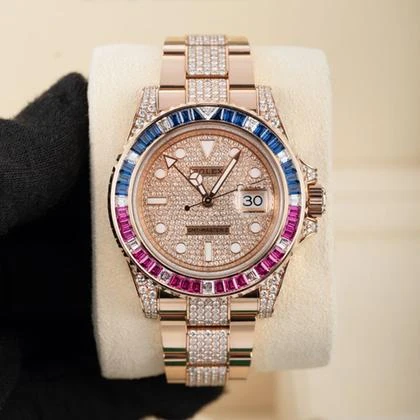 Rolex GMT-Master II 126755SARU Rose Gold Sapphire and Ruby Diamond Pave - Image 2