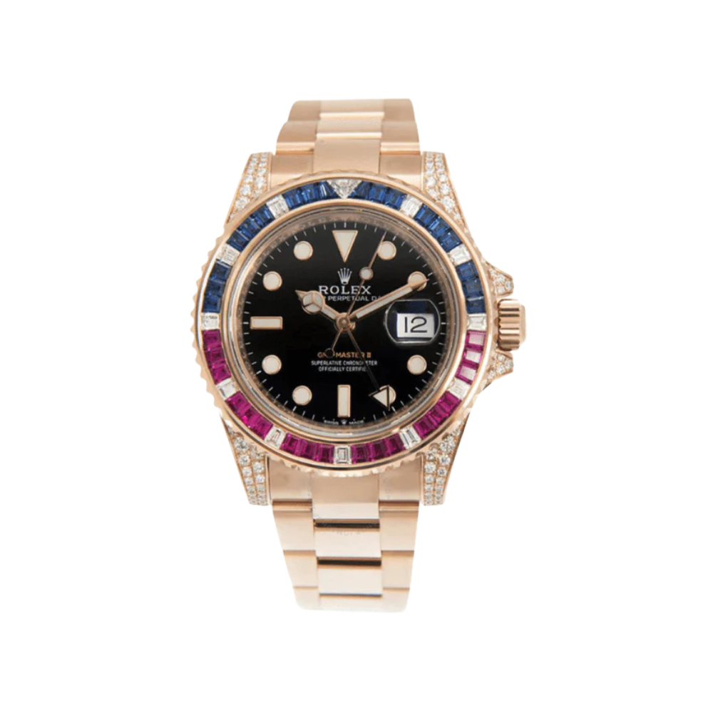 Rolex GMT-Master II 126755SARU 'SARU' Rose Gold Black Dial Diamond Bezel