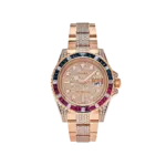 Rolex GMT-Master II 126755SARU Rose Gold Sapphire and Ruby Diamond Pave
