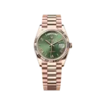 Rolex Day-Date 36 Everose Gold & Diamond Bezel Green Dial 128395TBR ? Luxury President Watch