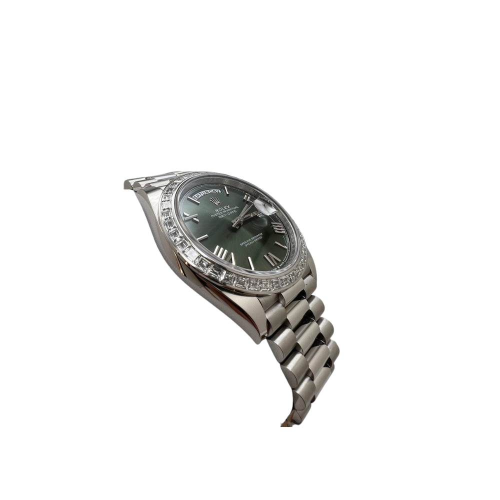 Rolex Day-Date 40 228396TBR Platinum Olive Green Dial Diamond Bezel - Image 4
