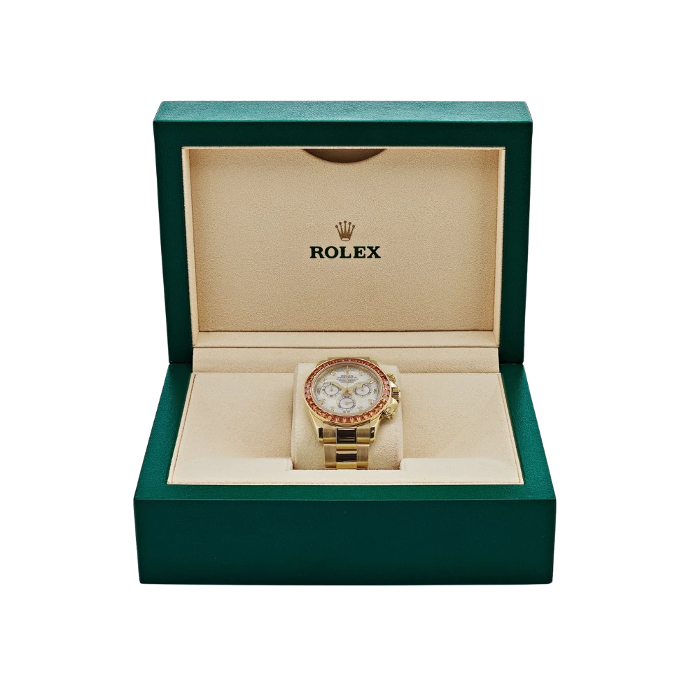 Rolex Daytona 116578SACO Yellow Gold Sapphire Bezel Mother Of Pearl Dial - Image 5