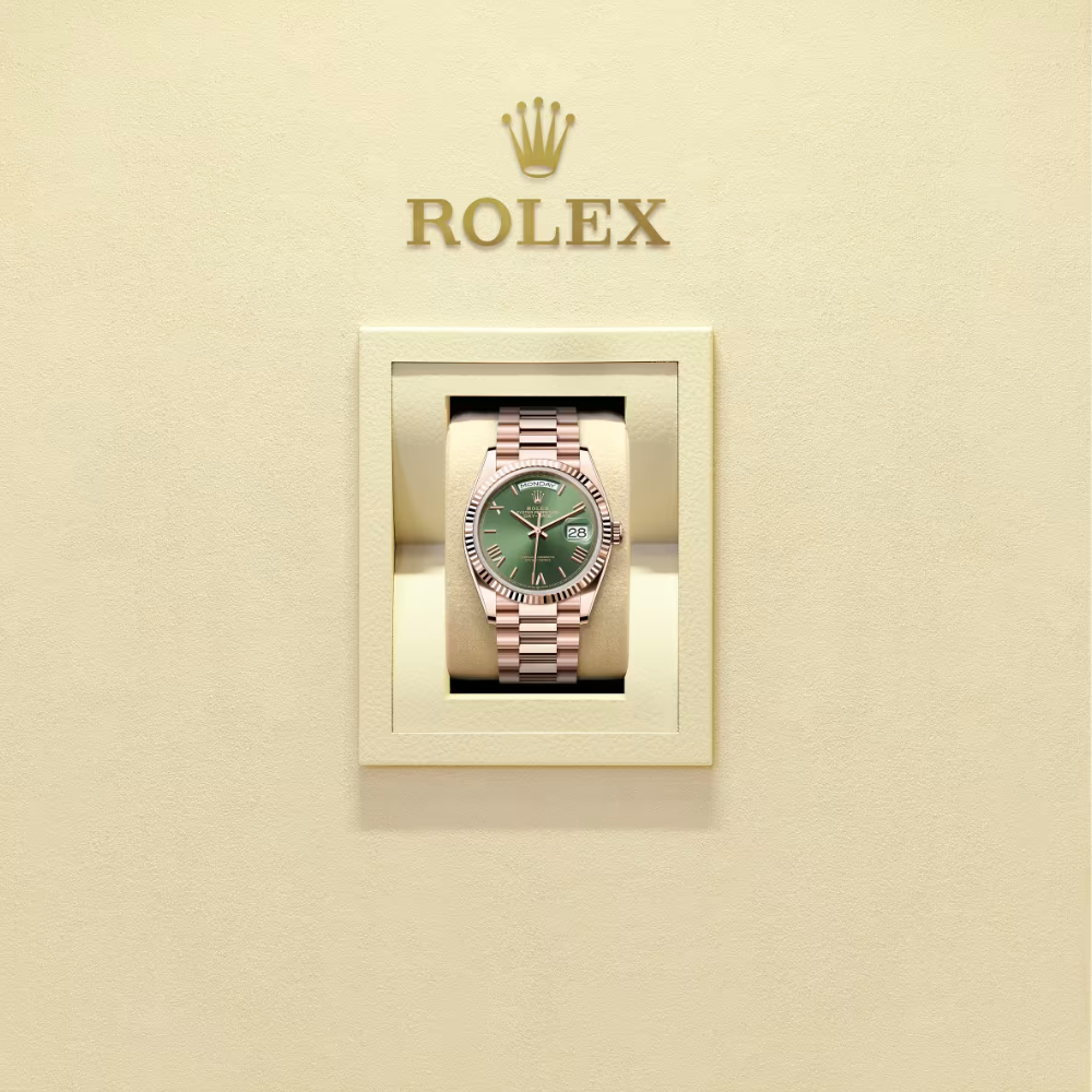 Rolex Day-Date 36 Everose Gold Green Dial 128235 - Image 2