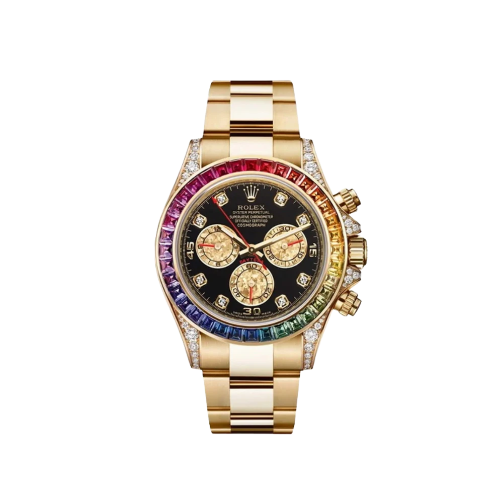 Rolex Daytona 116598RBOW 'Rainbow' Yellow Gold Black Dial Sapphire Bezel