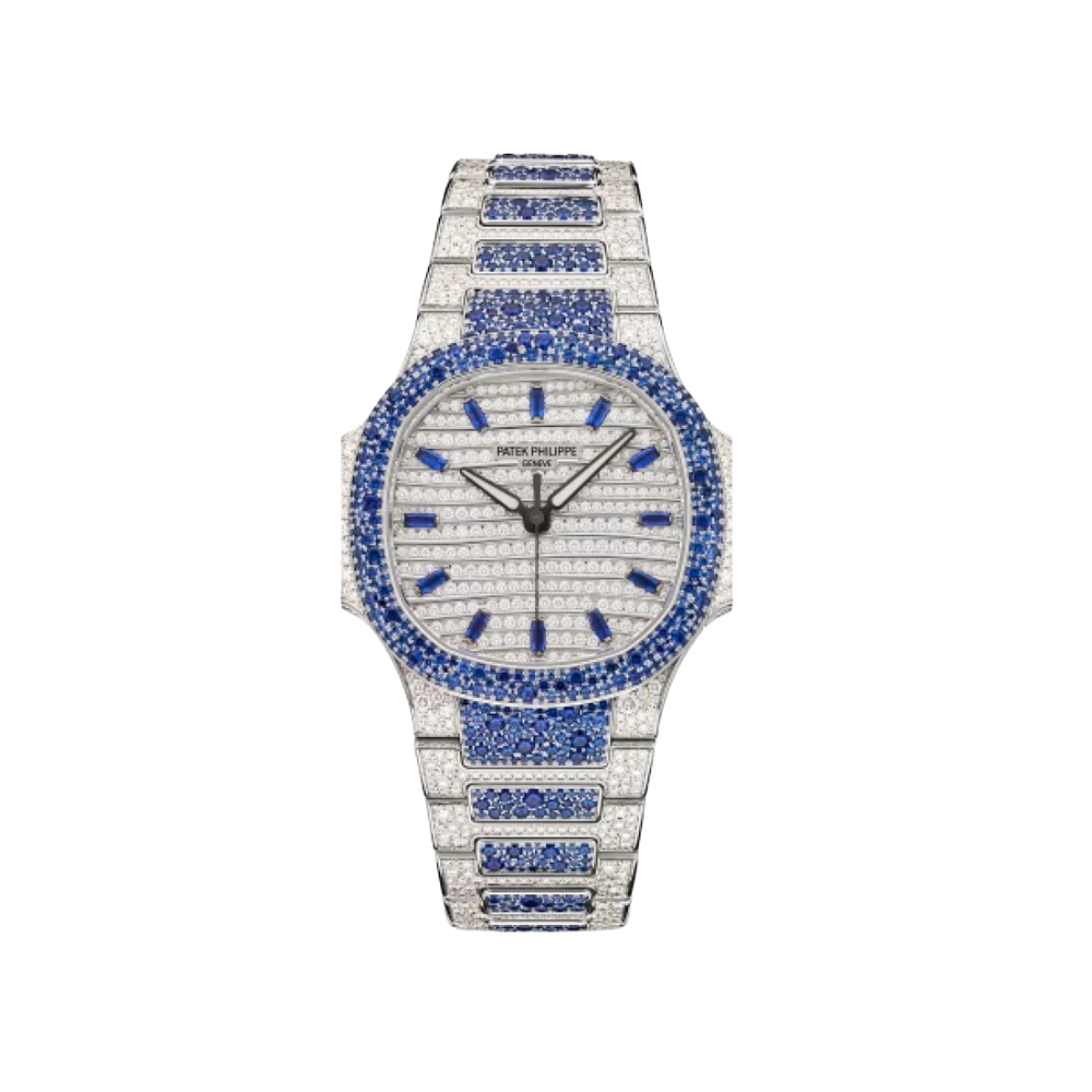Patek Philippe Nautilus 7118/1451G 'Ladies Haute Joaillerie' White Gold Diamond Blue Sapphire Set